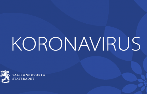 Koronavirus ja valtioneuvoston logo.