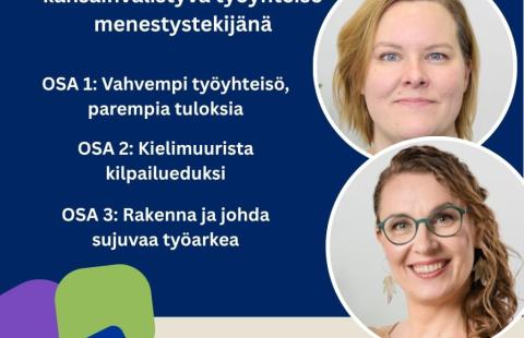 Valmennussarjan osien nimet ja kouluttajien kuvat.