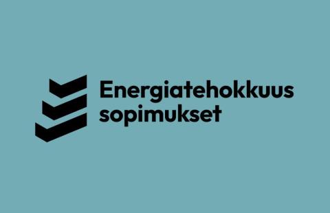 Energiatehokkuussopimukset logo sinisellä taustalla.