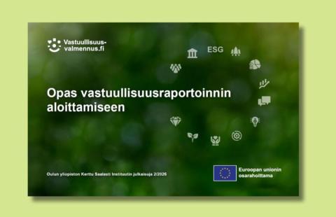 Kuva vastuullisuusraportoinnin aloittamisen oppaan kansilehdestä.