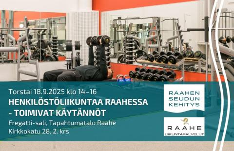 Tapahtuman tiedot ja taustalla kuntosalin kuva.