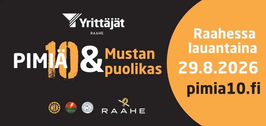 Tapahtuman tiedot ja järjestäjien logot mustalla pohjalla.