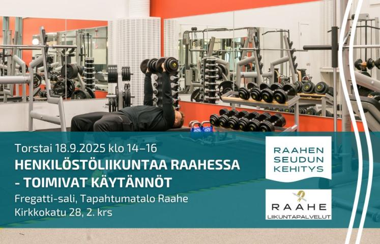 Tapahtuman tiedot ja taustalla kuntosalin kuva.