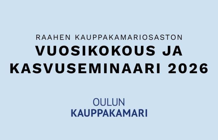 Tilaisuuden nimi ja Oulun kauppakamarin logo.