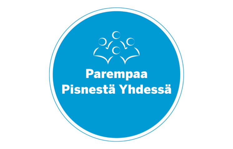 Parempaa Pisnestä Yhdessä pyöreä, sininen logo.