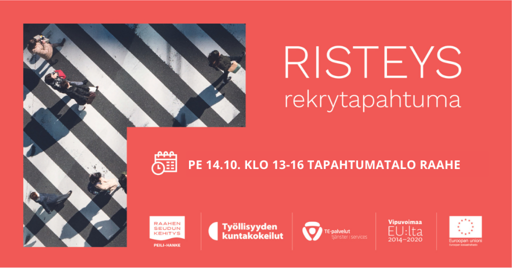 Tapahtumamainos Risteys-rekrytointitapahtumasta 14.10.2022.