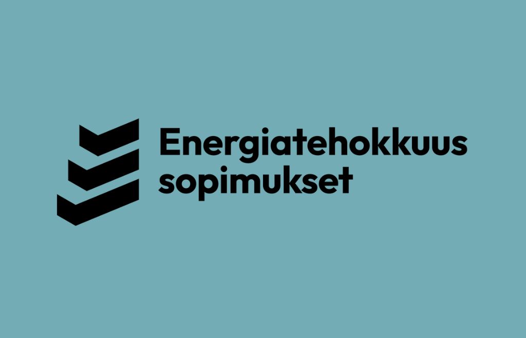 Energiatehokkuussopimukset logo sinisellä taustalla.