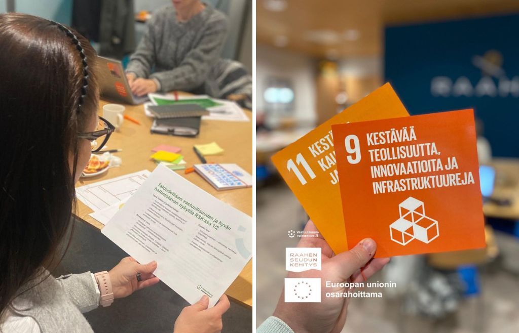 Kaksi kuvaa Raahessa järjestetyistä työpajoista.